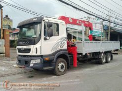 Xe Cẩu Deawoo 3 chân 12 tấn gắn cẩu Unic 555
