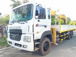 Xe Hyundai 3 chân 2 cầu thật - Gắn cẩu Soosan 1015